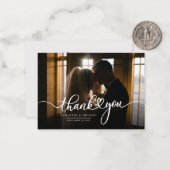 Carte De Correspondance Élégant Mariage photo de script Merci (Devant/Arrière en situation)