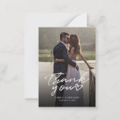 Carte De Correspondance Élégant Mariage photo manuscrit Merci (Devant)