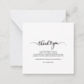 Carte De Correspondance Élégant mariage photo Merci Lettré à la main (Dos)