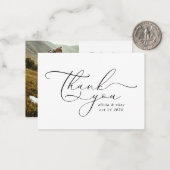 Carte De Correspondance Élégant Mariage simple Merci photo Script (Devant/Arrière en situation)