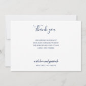 Carte De Correspondance Elegant Marine 2 Photo Collage Mariage (Dos)