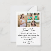 Carte De Correspondance élégant merci baby shower 4 photos collage (Devant)