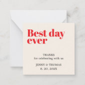 Carte De Correspondance Elégant Merci blanc Mariage rouge blanc (Devant)