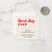 Carte De Correspondance Elégant Merci blanc Mariage rouge blanc (Devant/Arrière en situation)