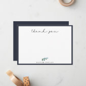 Carte De Correspondance Élégant Merci bleu marine (Devant/Arrière en situation)