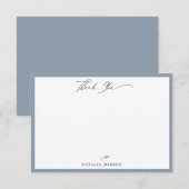 Carte De Correspondance Elégant Merci botanique bleu Dusty (Devant / Derrière)