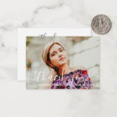 Carte De Correspondance élégant merci calligraphie photo graduation (Devant/Arrière en situation)