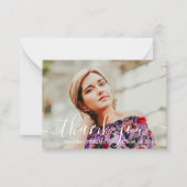 Carte De Correspondance élégant merci calligraphie photo graduation (Devant)