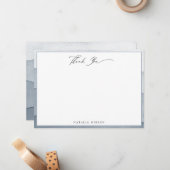 Carte De Correspondance Elégant Merci d'aquarelle bleu Dusty (Devant/Arrière en situation)