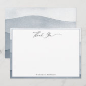 Carte De Correspondance Elégant Merci d'aquarelle bleu Dusty (Devant / Derrière)