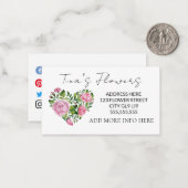 Carte De Correspondance Elégant Merci de design floral rose (Devant/Arrière en situation)