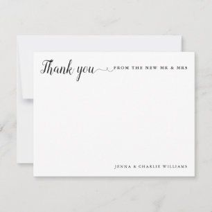 Carte De Correspondance Élégant Merci du nouveau M. et Mme Mariage