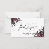 Carte De Correspondance élégant merci fleurs gothiques mariage moderne (Devant)