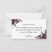 Carte De Correspondance élégant merci fleurs gothiques mariage moderne (Dos)