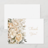 Carte De Correspondance Élégant Merci floral beige (Devant / Derrière)