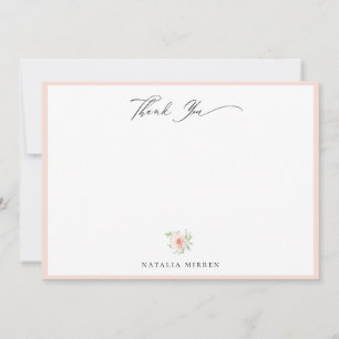 Carte De Correspondance Élégant Merci floral rose pâle
