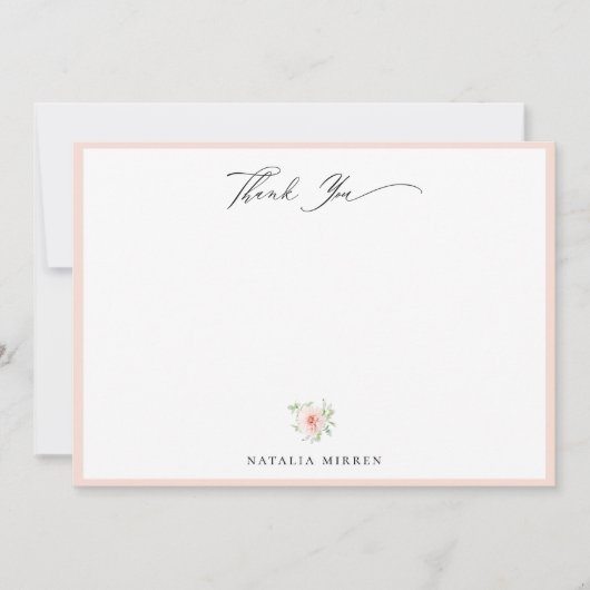 Carte De Correspondance Élégant Merci floral rose pâle (Devant)