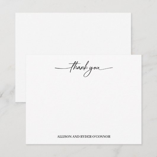 Carte De Correspondance Élégant Merci moderne Script Couple (Devant / Derrière)