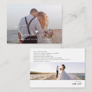 Carte De Correspondance Élégant Merci photo Mariage Lettré à la main