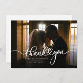 Carte De Correspondance Élégant Merci photo Script de mariage (Devant / Derrière)