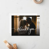 Carte De Correspondance Élégant Merci photo Script de mariage (Devant/Arrière en situation)