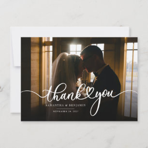 Carte De Correspondance Élégant Merci photo Script de mariage