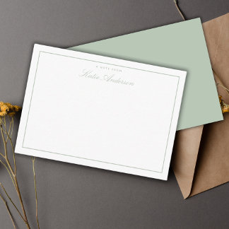 Carte De Correspondance Élégant minimal Classic Script Sage Vert