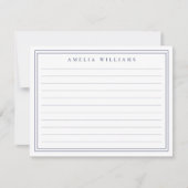 Carte De Correspondance Elegant Minimalist Blue Monogram Ruled (Devant)