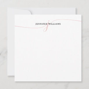 Carte De Correspondance Élégant minimaliste Blush Pink Script Monogramme