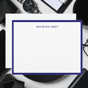 Carte De Correspondance Élégant Minimaliste Bordure de Nom Bleu Minuit Pla
