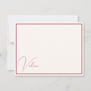 Carte De Correspondance Élégant Minimaliste Moderne Chic Ivoire & Rouge