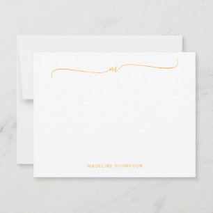 Carte De Correspondance Élégant minimaliste Monogramme Jaune Calligraphie