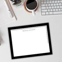 Élégant minimaliste noir blanc deux nom de bordure