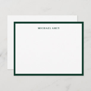 Carte De Correspondance Élégant minimaliste Nom vert foncé Bordure Plat