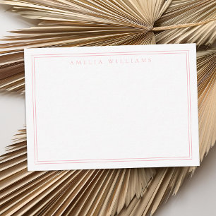 Carte De Correspondance Élégant minimaliste rose deux bordures