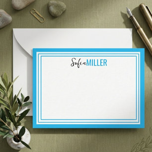 Carte De Correspondance Élégant Minimaliste Vert Olive Deux Bordures