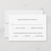 Carte De Correspondance Elegant Modern Black Tie Wedding RSVP Card (Dos)