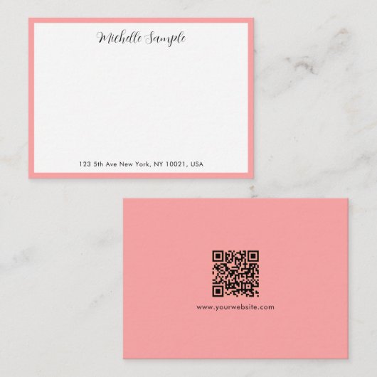 Carte De Correspondance Elegant Modern Calligraphy Script Name QR Code (Devant / Derrière)