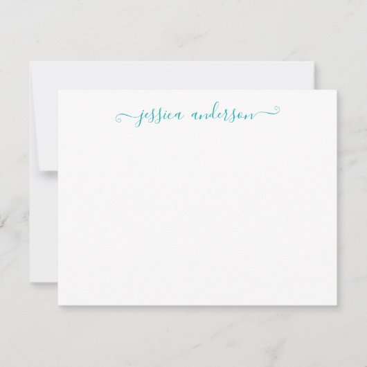 Carte De Correspondance Élégant moderne élégant Turquoise clair Script (Devant)
