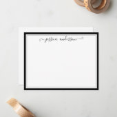 Carte De Correspondance Élégant Moderne Girly Classic Black Gris Script (Devant/Arrière en situation)