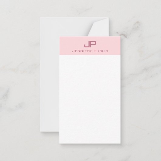 Carte De Correspondance Élégant Monogram Blush rose moderne Simple tendanc (Devant)