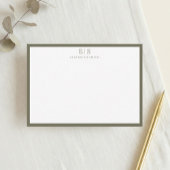 Carte De Correspondance Elegant Monogram Olive Green Border