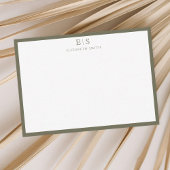 Carte De Correspondance Elegant Monogram Olive Green Border