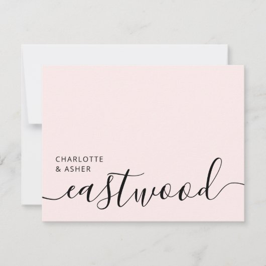 Carte De Correspondance Elegant Monogram Script Blush Pink (Devant)