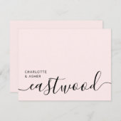 Carte De Correspondance Elegant Monogram Script Blush Pink (Devant / Derrière)
