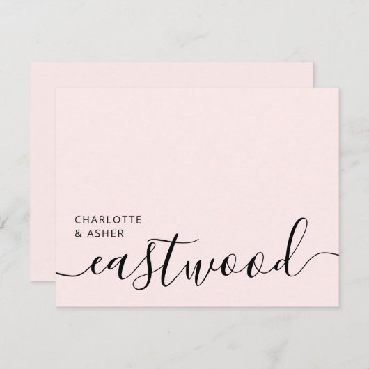 Carte De Correspondance Elegant Monogram Script Blush Pink (Devant / Derrière)