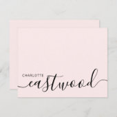 Carte De Correspondance Elegant Monogram Script Blush Pink (Devant / Derrière)