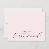 Carte De Correspondance Elegant Monogram Script Blush Pink (Devant)