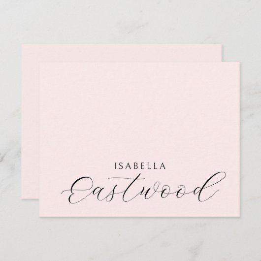Carte De Correspondance Elegant Monogram Script Blush Pink (Devant / Derrière)