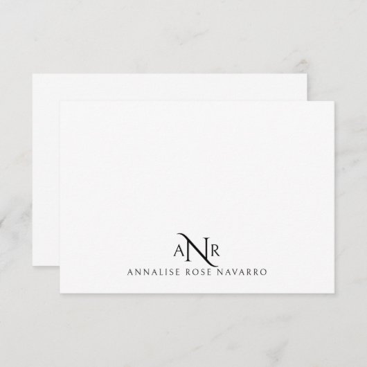 Carte De Correspondance Élégant Monogramme 3 Nom initial (Devant / Derrière)